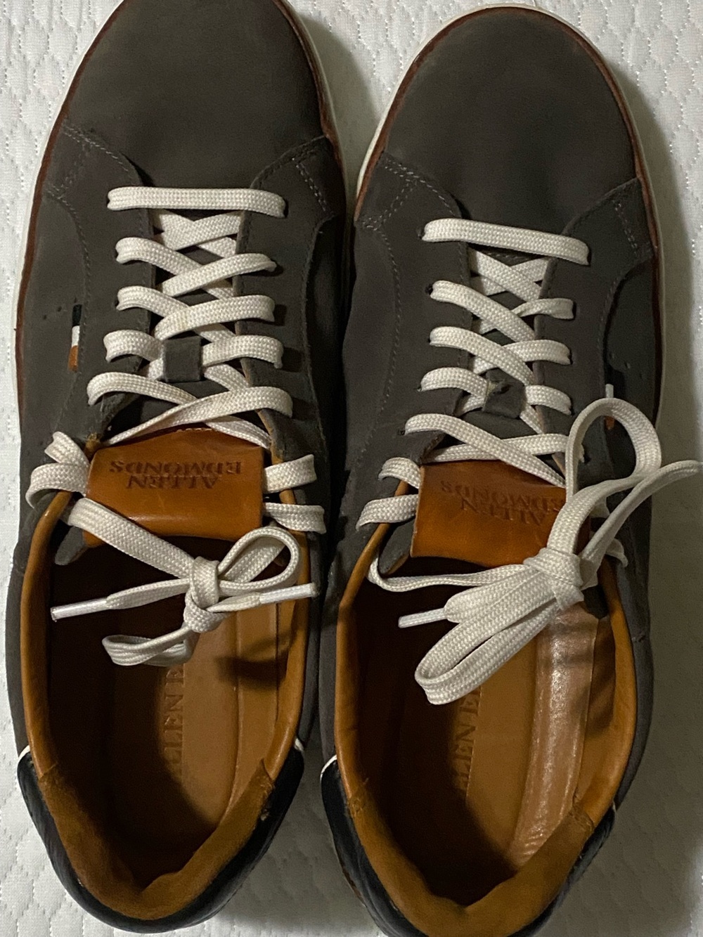 Allen Edmonds Gray Leather Sneakers with Tan Accents